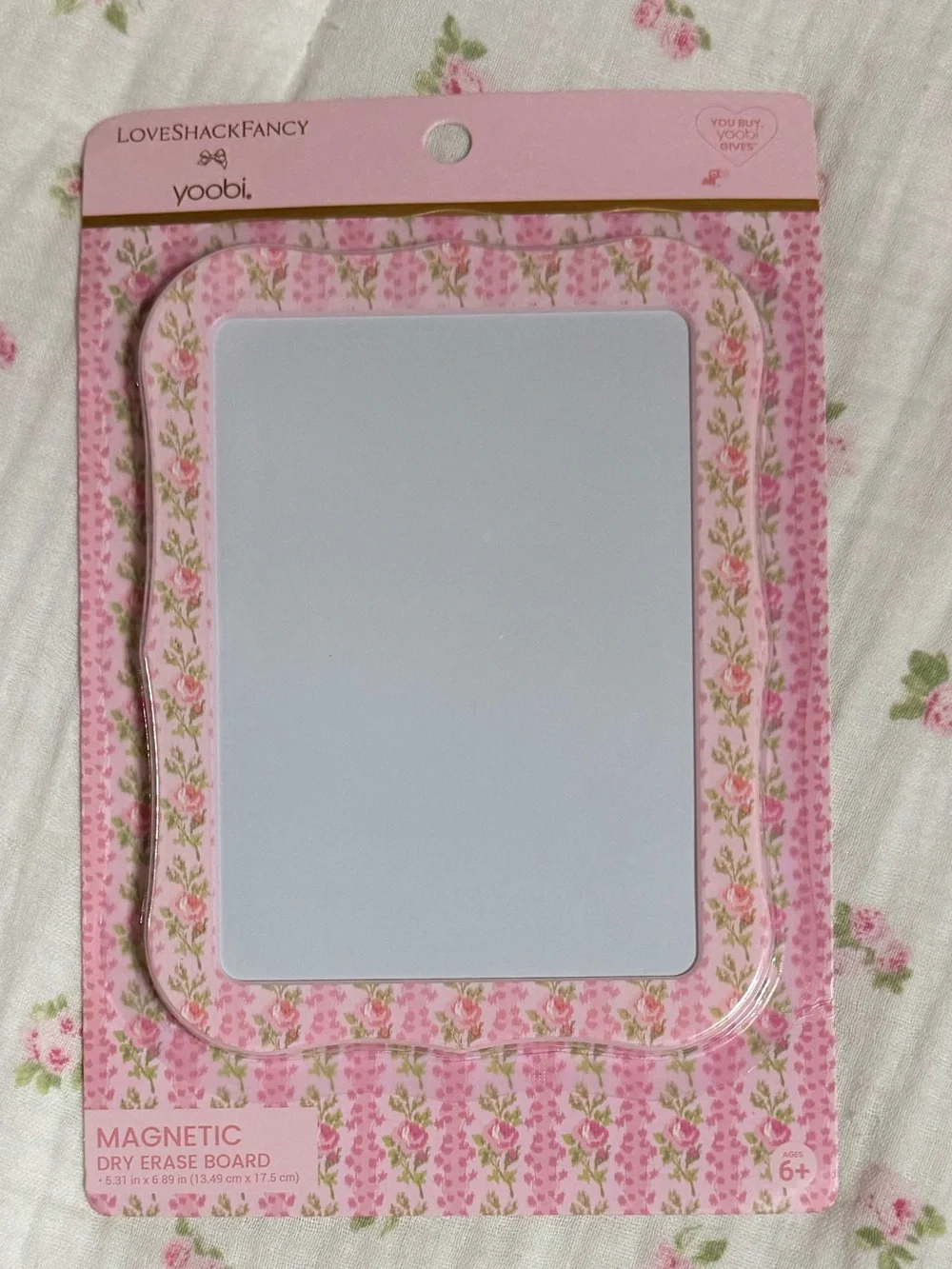 NWT LoveShackFancy x Target Pink Floral Magnetic Locker Mirror & Dry Erase Set